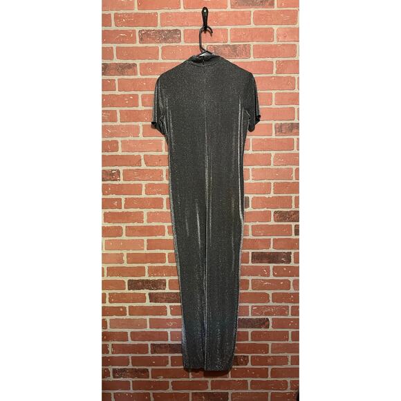 Sandra Ow-Wing Black and Silver Long Metallic Dress - 8 - Picture 8 of 8